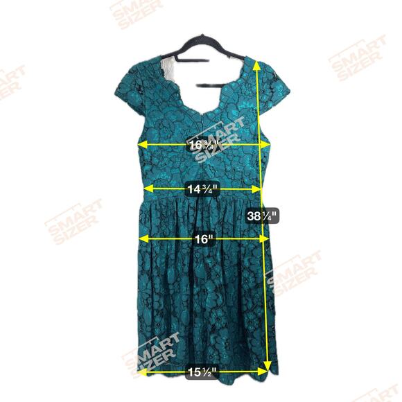 Betsey Johnson Lace Overlay Cap Sleeve Green Dress Romantic Womens Size 6 - Picture 5 of 5